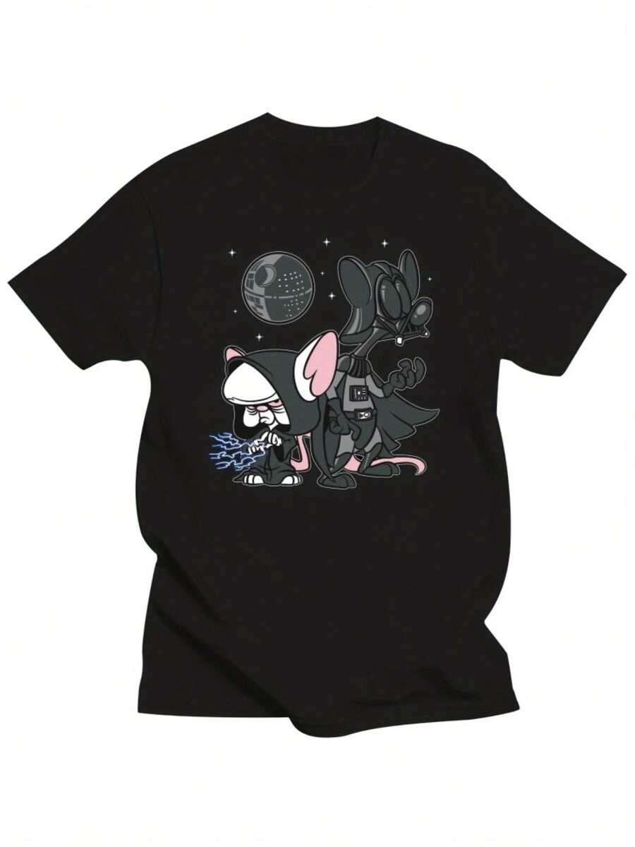 

Plus Size Unisexs Black Round Neck TShirt Stylish Casual Wear 2XL