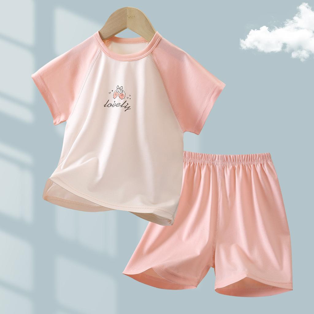 Kids Summer A Class Boneless Tencel Lyocell Short Sleeve Pajama Set For Boys And Girls Toddler And Children