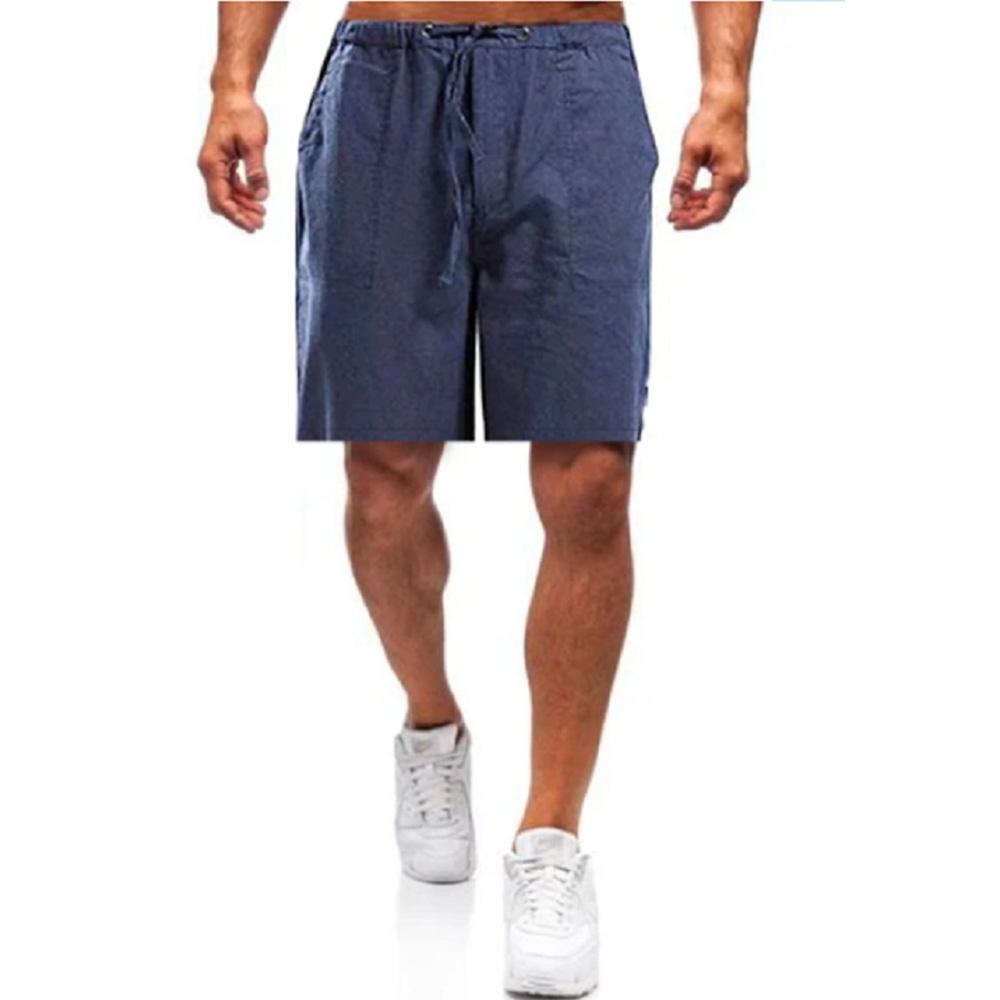 Men's Summer Simple Shorts Solid Color Straight Drawstring Breathable Elastic Waist Casual Loose Jogger Sportswear