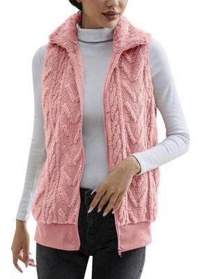 2024 New Women's Autumn/Winter Thickened Jacquard Double-Sided Fleece Sleeveless Vest