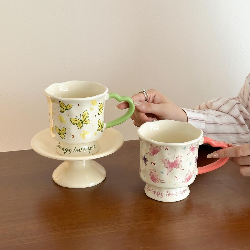 Advanced Design Sense Goblet Hand Painted Mug Ceramic Cup Household Drinking Water Cup Girls Coffee Cup Souvenir