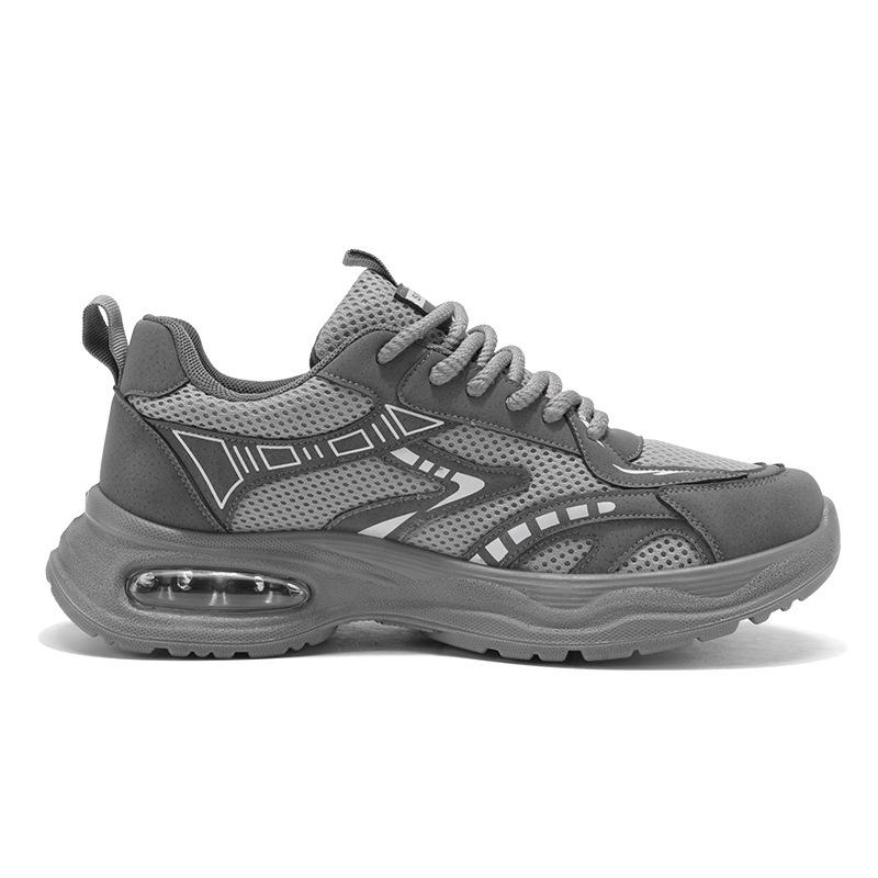 2025 men's shoes autumn air cushion shock absorption men's sports and leisure shoes mesh breathable running thick sole heightening dad shoes