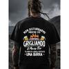 Black T-Shirt with Grill And Beer Graphic And Italian Text for Outdoor Cooking And Barbecue Events, Plus Size