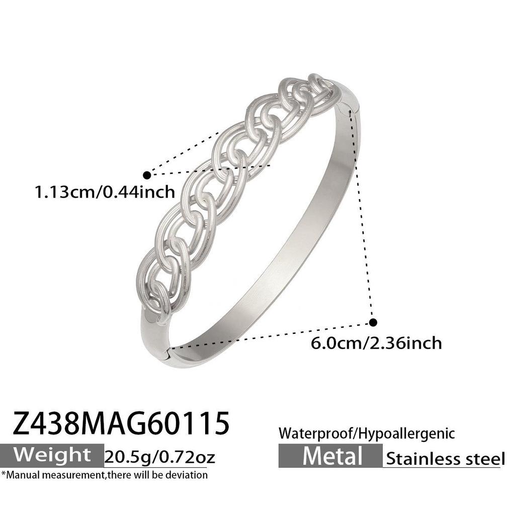 18K Gold-Plated Geometric Zirconia Bracelet with Stainless Steel Buckle