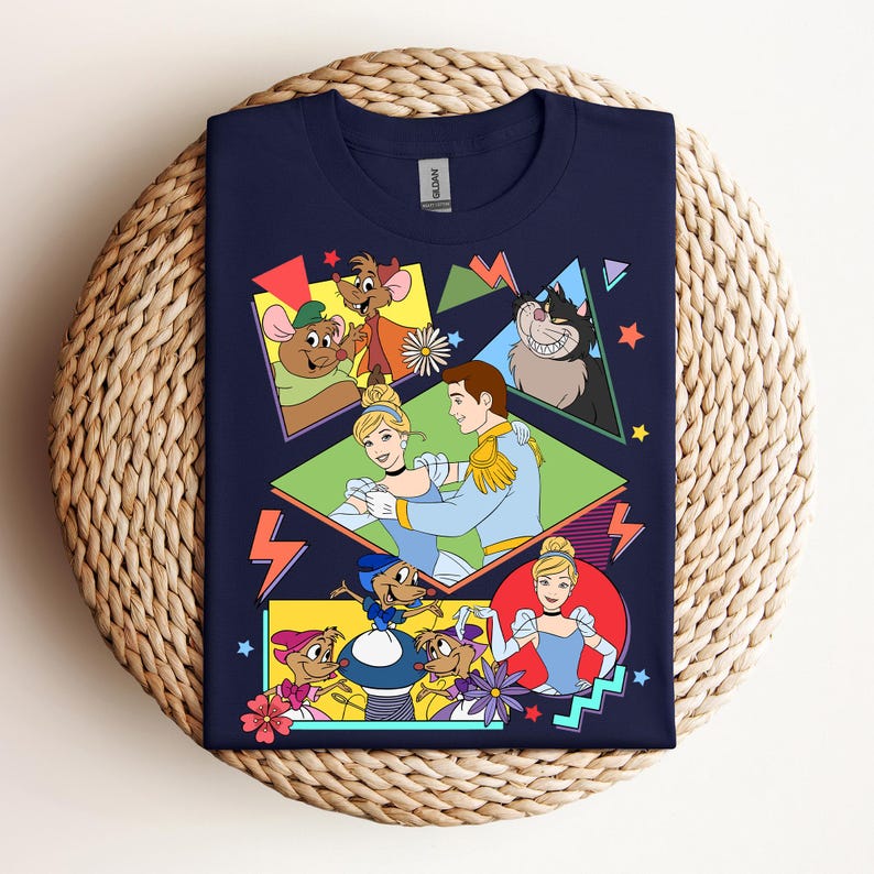 Retro 90s Disney Cinderella Group Characters T-Shirt, Cinderella, Jaq and Gus Shirt, Magic Kingdom Shirt, Disneyland Matching Family Shirt 140