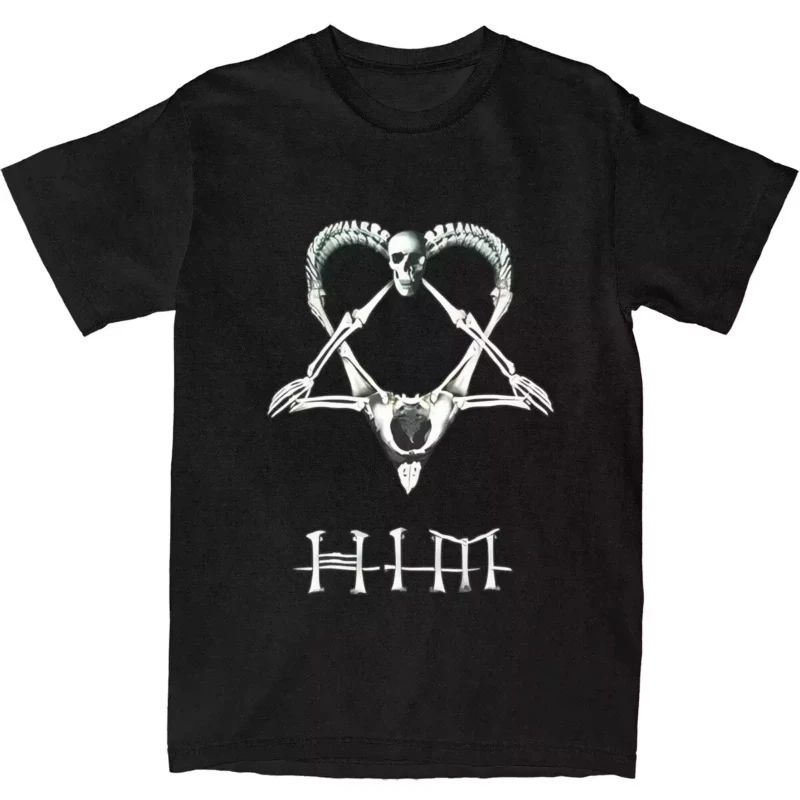 Hip Pop Rock Tshirt Him Band Ville Valo Heartagram Love Metal TShirt Summer Casual Streetwear Print Cotton ShortSleeved Unisex
