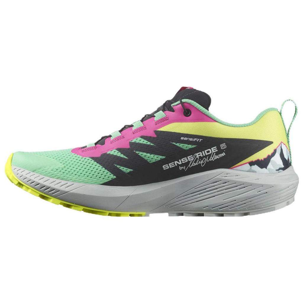 Salomon Sense Ride 5 Waterproof Trail Running Shoes Unisex Sneakers Green Pink L47234300
