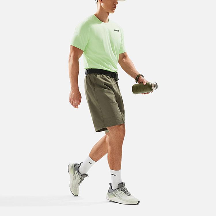 Li-Ning Breathable Solid Color Round Neck Versatile Sports Short Sleeve T-Shirt Men Tops Dynamic-Green ATSU031-2