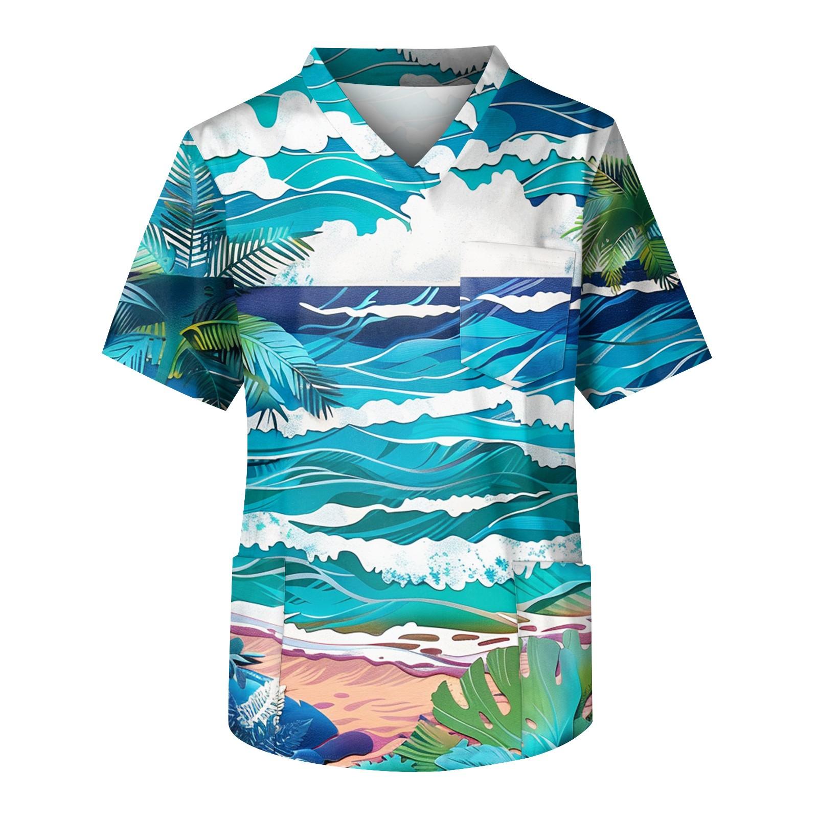 

Мужской топ с коротким рукавом, V-образным вырезом и принтом, нагрудным карманом XXXL