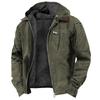 Men's Casual Fleece-Lined Cotton Hooded Jacket with Zipper Pockets
