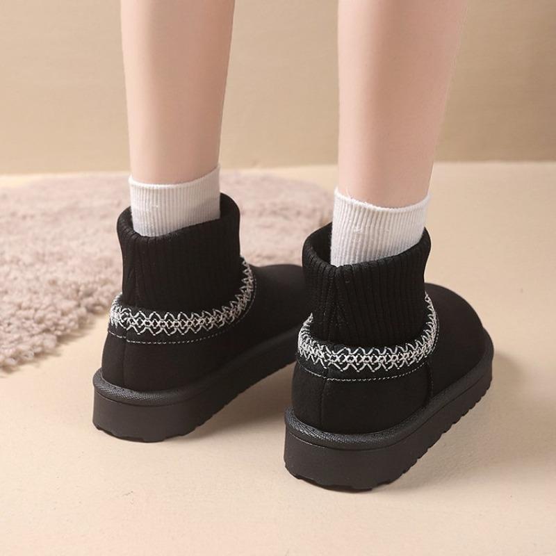 New Thick-soled Knitted Warm Snow Boots and Women's Fleece Thickened Shoes