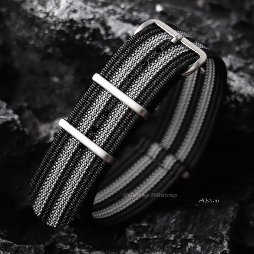 Quality Nylon Watch Strap for Smartwatch Silver Ring Buckle 18mm 19mm 20mm 22mm Man Women Ribbed Braid Replace Watch Accessories