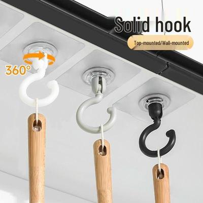 Swivel Ceiling Hook - No-Punch, No-Trace Wall & Roof Mount, Strong Adhesive for Hanging