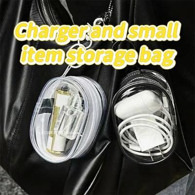 Portable Mini Clear Zipper Storage Bag - Space-Saving Organizer for Earphones & Chargers, Versatile with Handy Keychain Loop