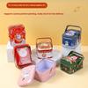 Cute Christmas Tin Gift Box Iron With Handle Metal Candy Box Exquisite Santa Claus Tinplate Candy Box