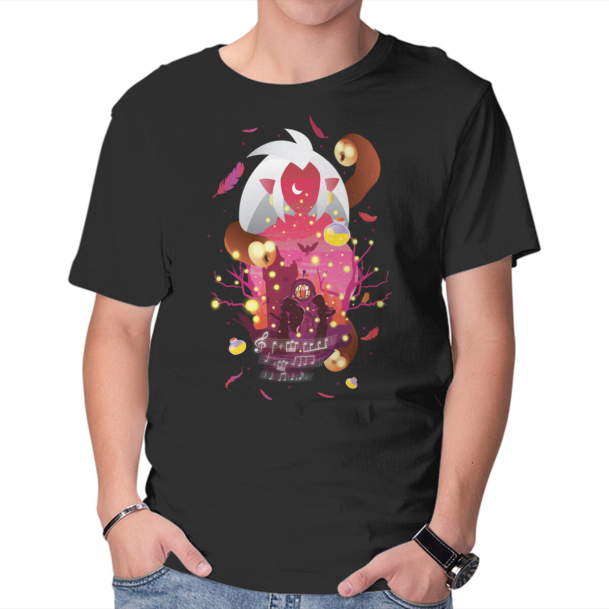 Unisex Crew Neck T-Shirt Requiem Of The Witch Graphic Short Sleeve Casual Tee M