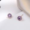 Trendy Japanese & Korean Style Zircon Titanium Steel Jewelry Set: Necklace, Rotating Stud Earrings & Ring