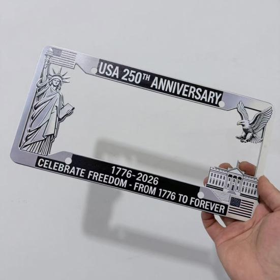 250th Anniversary License Plate Frame, Anti-Rust Coating Car Decoration, Celebrate Freedom History Heritage Perfect Gift for Family And Friends