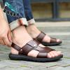 Men's Soft Leather Beach Shoes Cowhide Men's Sandals Men's Sandals New Thick-soled Non-slip Men's Cool Slippers