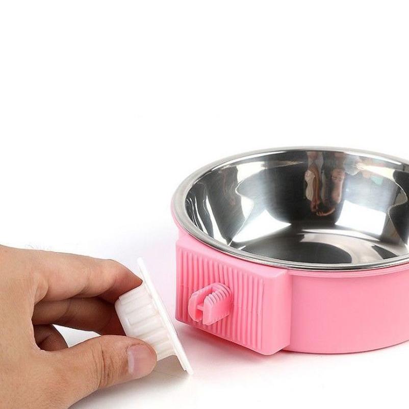 Hanging Stainless Steel Pet Bowl Removable Dog Cat Water Food Bowl Crate Cage Feeder Bowl for Small Animals