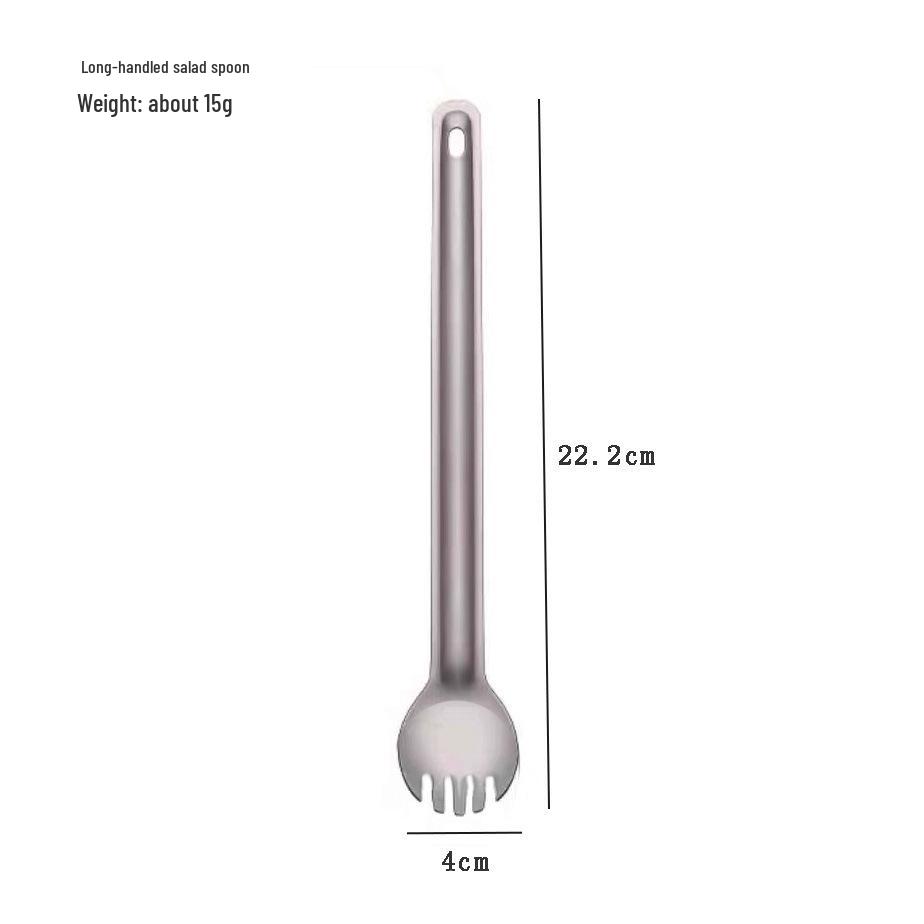 Ultralekki zestaw sztućców tytanowych: Przenośny widelec i łyżka na kemping i do sałatki