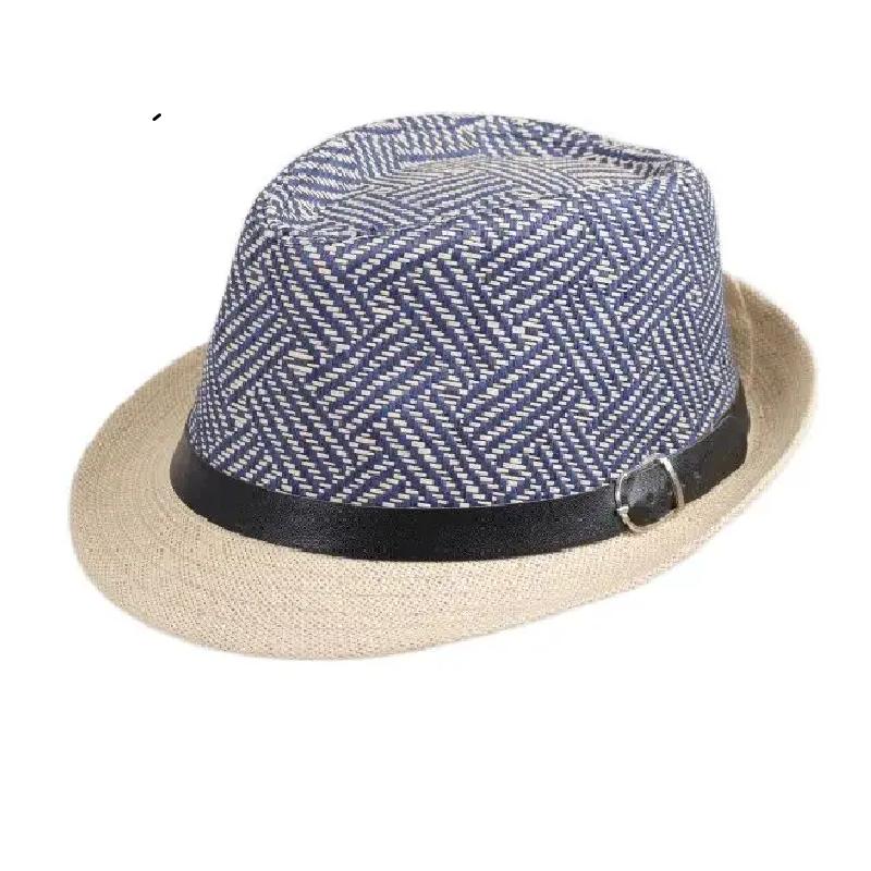2025 New Korean Trendy Sun Hats British Top Hat Women's Men's Grometric Straw Hat Belt Jazz Hats Couple Beach Hat Fedoras Cap