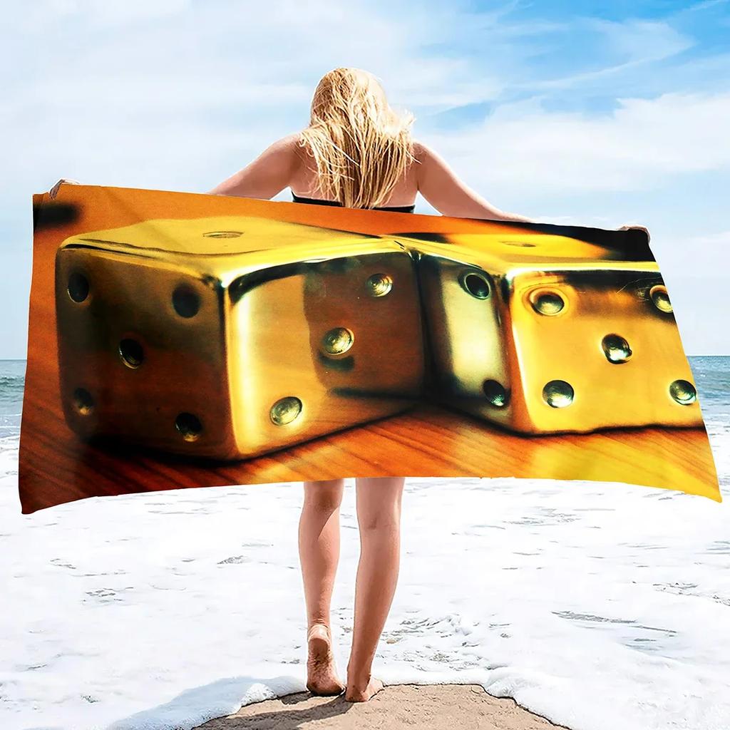 Dice Print Oversized Beach Towels,Super Absorbent Sand Free Thick Microfiber Beach Towel ,Cute Tropical Palm Leaf Beach Towels