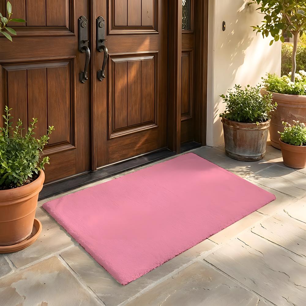 

Floor Mat Soft Flannel Rug Non Slip Absorbent Mat for Bathroom Bedroom Home Decor Candy Color 50x80cm