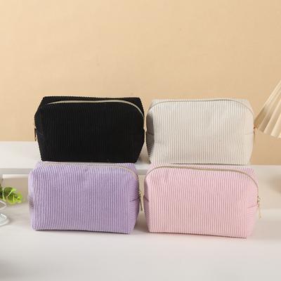 Large Capacity Cosmetic Bag Solid Color Velvet Makeup Pouch Portable Toiletry Organizer  Lady
