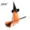 Indoor Haunted House Ceiling Decor Halloween Ghost Witch Broom Hanging Ornament, Spooky Hat Theme Room Layout Pendants for Outdoor Party Decoration