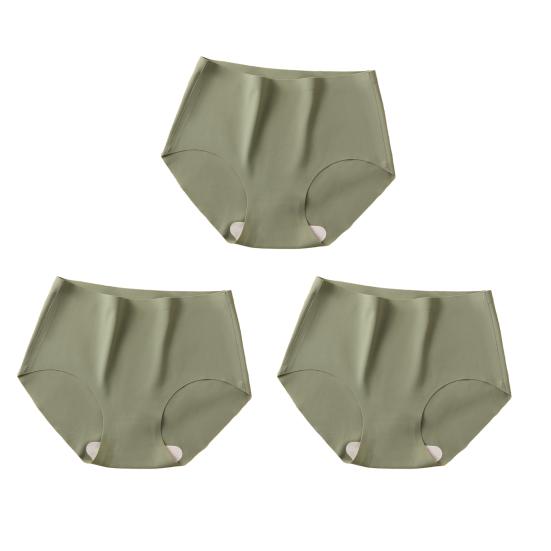 3/6 חלקים תחתונים חלקים לנשים כיסוי מלא תחתוני משי קרח מותניים בינוניים תחתונים רכים ונושמים