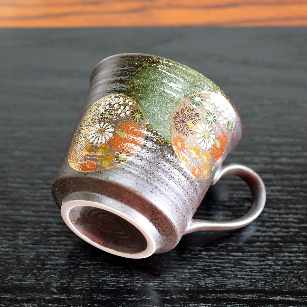 Waza No Kura Stylish Kutani Ware Mug with Gold Flower Design, Ceramic, Luxury Brand, Made In Japan, Birthday Gift
