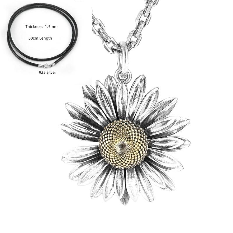 

Buyee 925 Sterling Silver Female Big Pendant Chain Butterfly Flower Simple Necklace for Women Fashion Golden Fine Jewelry Chain