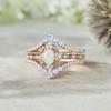 Luxury New European and American inlaid Opal ring, light luxury fashion two-piece ring, rose gold ring for women