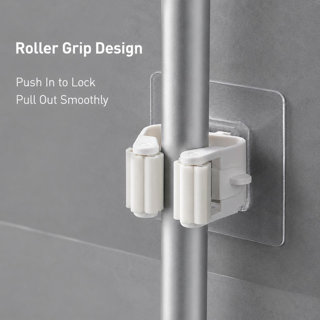 Xiaomi 5PCS Self Adhesive Mop Broom Holder Wall Mounted No Drill Cleaning Tool Organizer Bathroom Kitchen Storage Rack Grip Clip Home450000