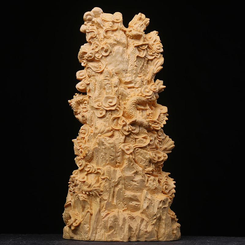 wood carving Kowloon Guanyin Buddha Statue Chinese Buddhist figures Home Living Room Office Wealth Luck Feng Shui Decor statue