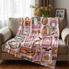 Pink Frame Spooky Anime Cartoon Flannel Blanket Soft Warm Throw for Bedroom Sofa Car Kids Holiday Gift