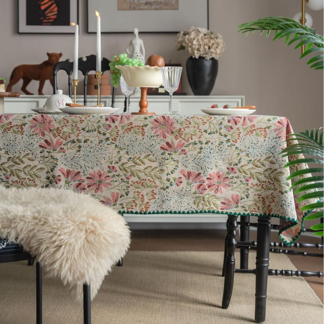 

Скатерть Французская Ретро Вышивка Контрастный Цвет Скатерть для Обеденного Стола Жаккардовая Прямоугольная Атмосферная Скатерть 60-60