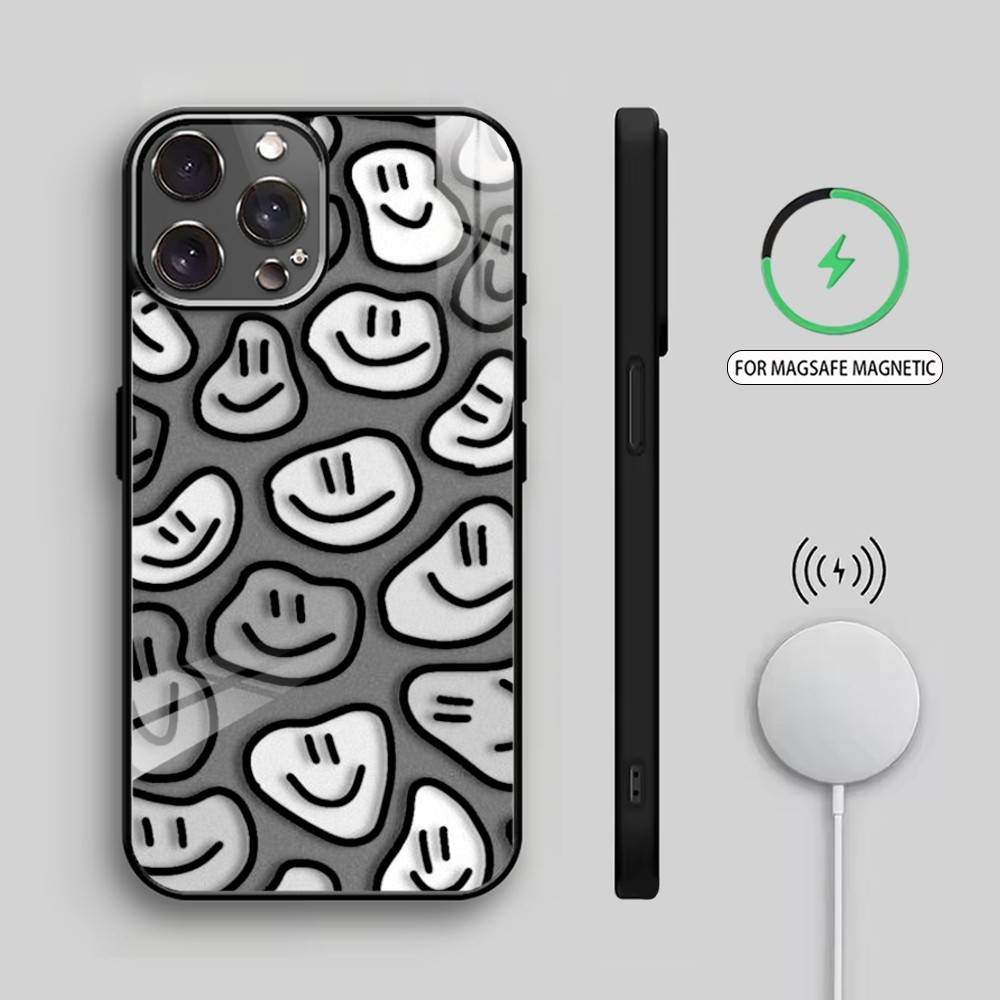 C-Cute Smile A-Art Phone Case For iPhone17,16,15,14,13,12,11 Plus,Pro Max Magnetic For Magsafe Wireless Charging