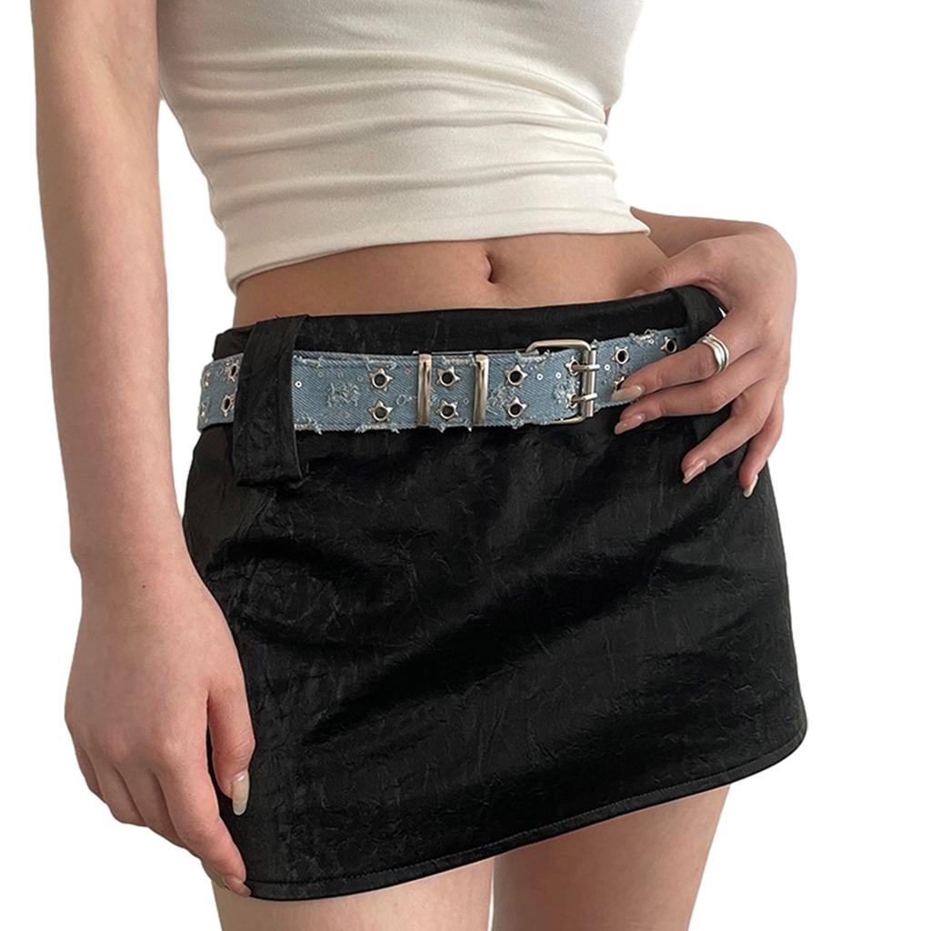 Fashion Adult Waist Belt with Adjustable Double Pin Buckle Waistband Harajuku Waist Belts for Women Distressed Belt