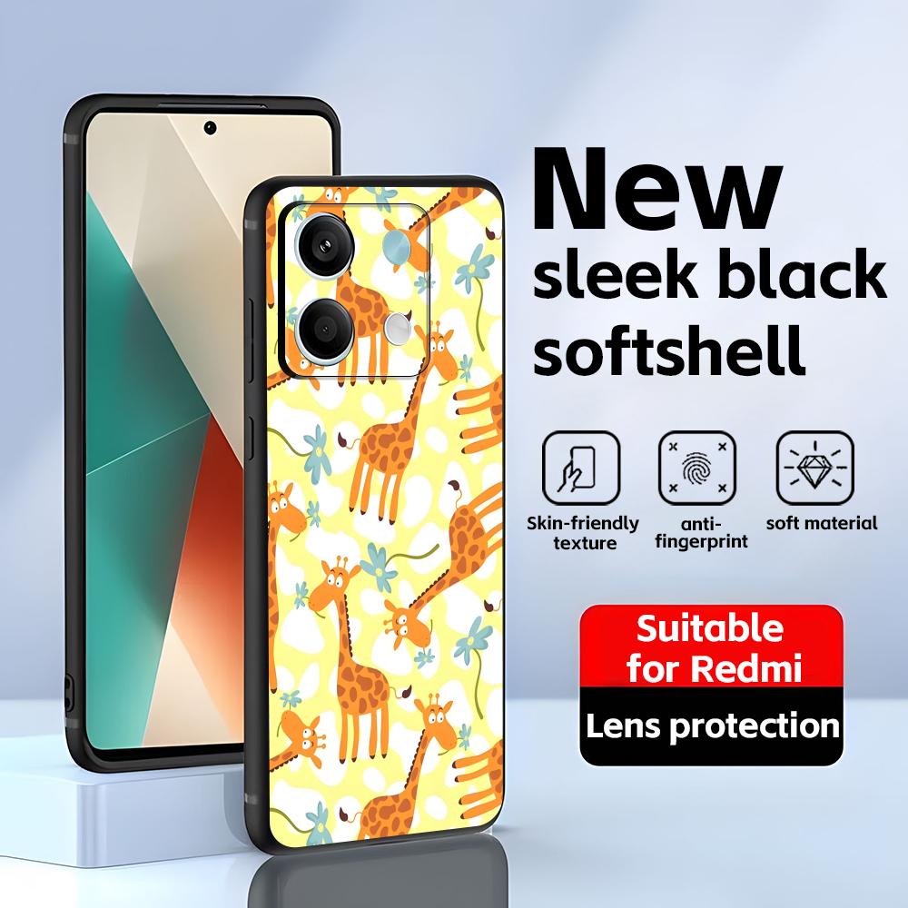 Süßes Giraffen-Handyhülle für Redmi Note 14 13 12 11 Pro Plus S 5G 14C A3 Weiche Schwarze Handyhülle
