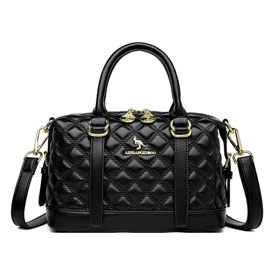 High Quality Soft Leather Women's Shoulder Bag Luxury Brand Tote Fashionable Ladies' Large Capacity Boston Bag