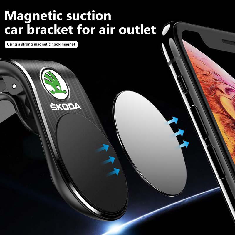 Car Logo 360 Magnetic Phone Holder Air Vent GPS Stand Auto Interior Accessories For Skoda Octavia A5 A7 RS Fabia Superb Rapid  ZL8