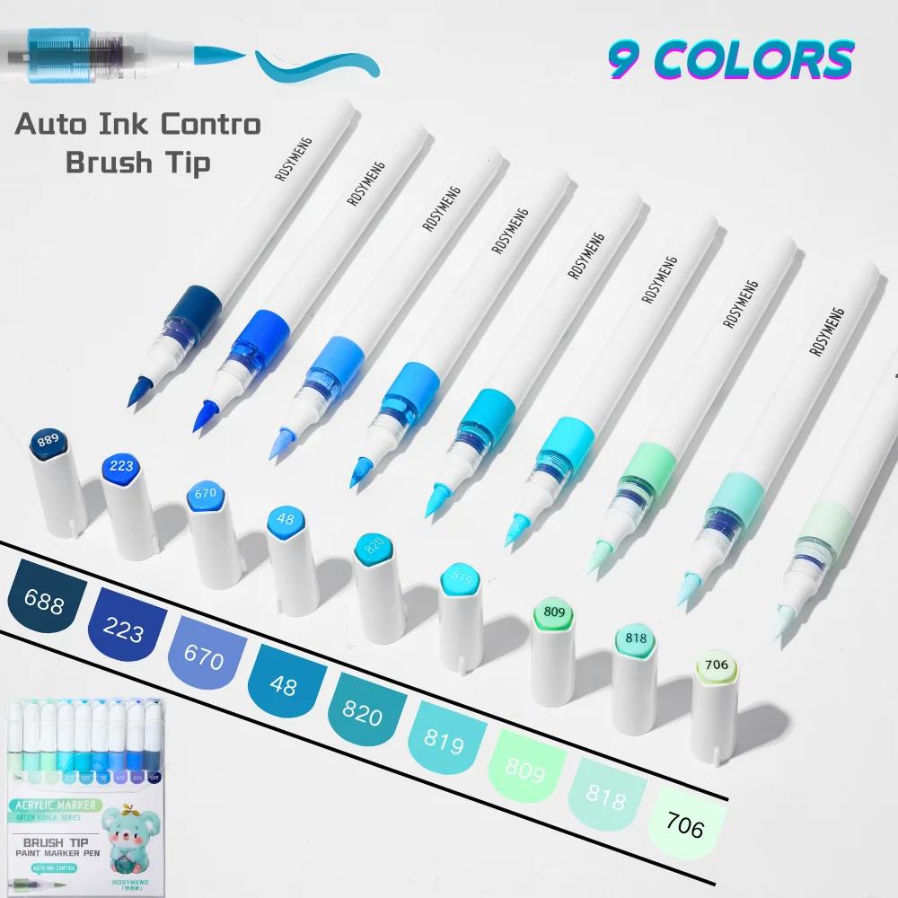 ROSYMENG 126/9 Colors Acrylic Paint Marker Pens Soft Brush Professional Drawing Pens PK LANGUO School Stationery Art Supplies
