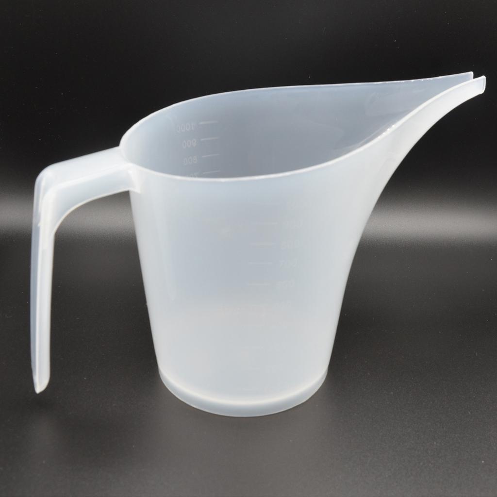 Easy Pour Measuring Cup with Funnel Spout Clear Plastic 1L Pastry Cake Making