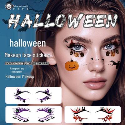 Scary Halloween Temporary Tattoo Stickers: Pumpkin, Spider Web & Eye Designs