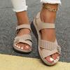 Summer New Women's Wedge Sandals Floral Flat Open-Toe Sandals with Buckle Straps for Outdoor Wear