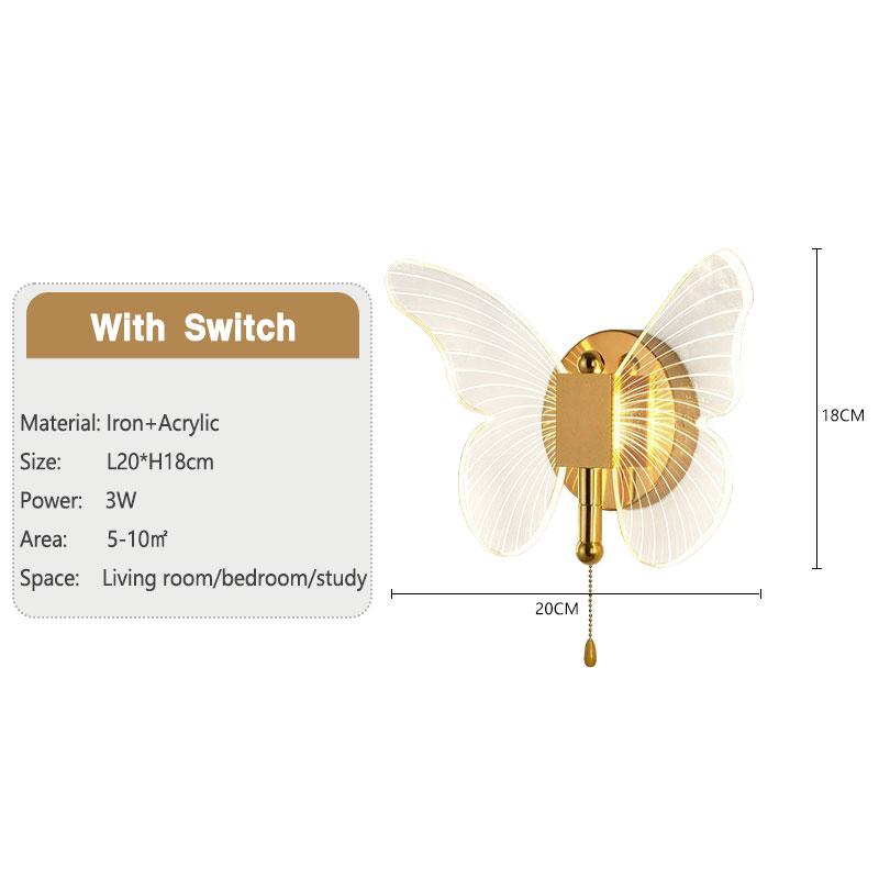 

Современные светодиодные подвесные светильники-бабочки для прикроватных светильников в спальне, внутренние люстры для кухни и дома Warm White