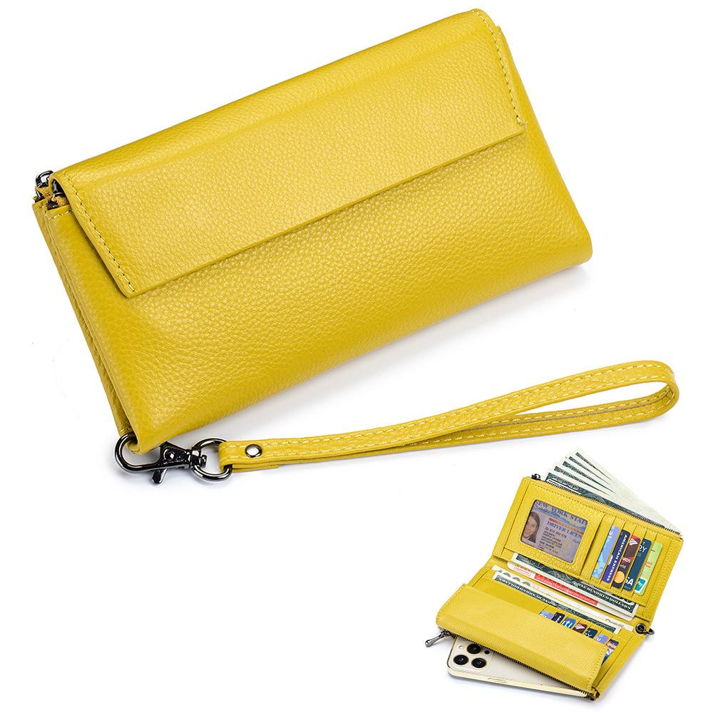 New hand-held soft leather long wallet, fashionable and versatile, large-capacity multi-card card bag, can put mobile phone wallet
