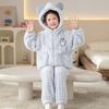 Girls Warm Coral Fleece Pajama Set With Hooded Top Pants Thick Soft Sleepwear Winter